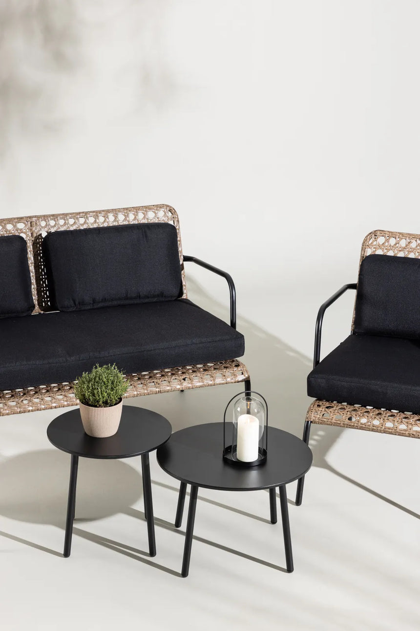 Garten Sitzgruppen-Set Paola aus Stahl und Naturgeflechtrattan in Schwarz und Natur von Venture Home – Bild 14