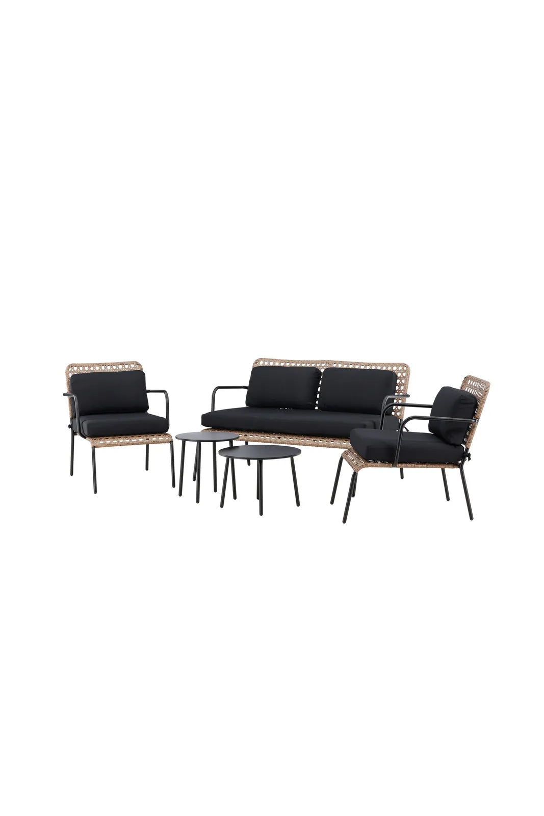 Garten Sitzgruppen-Set Paola aus Stahl und Naturgeflechtrattan in Schwarz und Natur von Venture Home – Bild 2