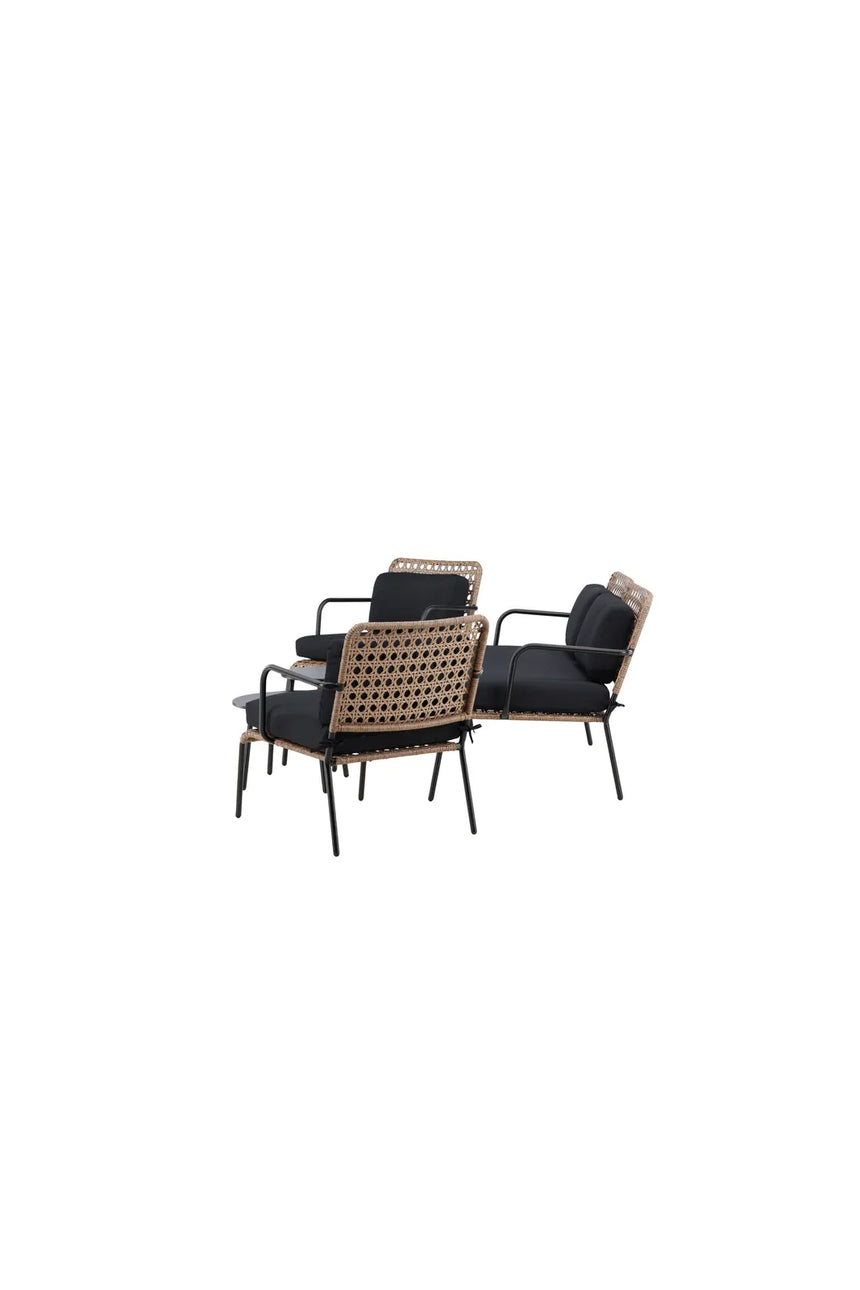 Garten Sitzgruppen-Set Paola aus Stahl und Naturgeflechtrattan in Schwarz und Natur von Venture Home – Bild 4