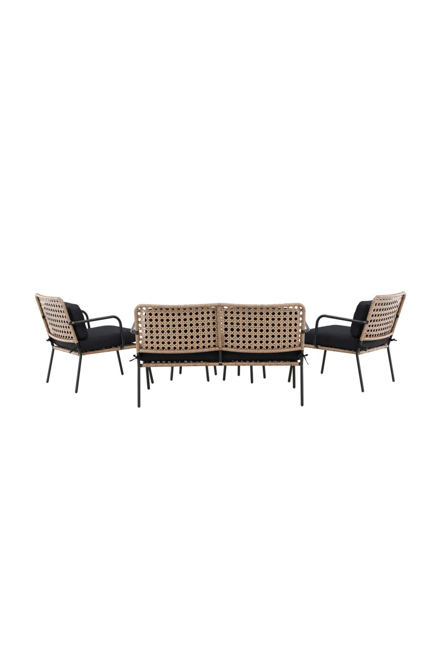 Garten Sitzgruppen-Set Paola aus Stahl und Naturgeflechtrattan in Schwarz und Natur von Venture Home – Bild 7