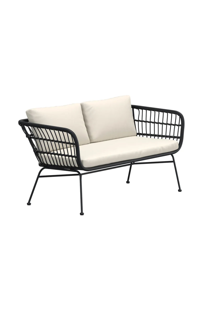 Garten Sofa Isola aus Stahl und Rattan in Schwarz und Beige, 140×67×71 cm von Venture Home – Bild 2