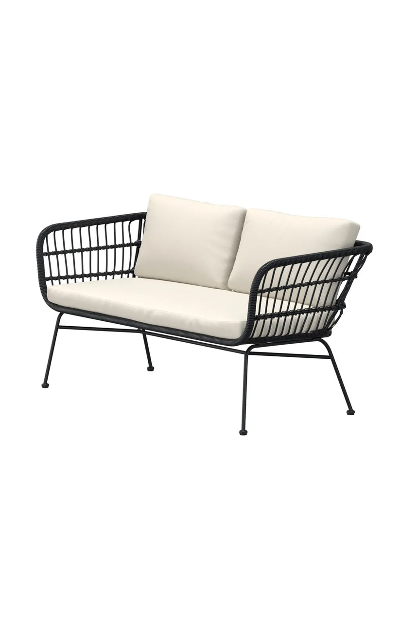 Garten Sofa Isola aus Stahl und Rattan in Schwarz und Beige, 140×67×71 cm von Venture Home – Bild 3