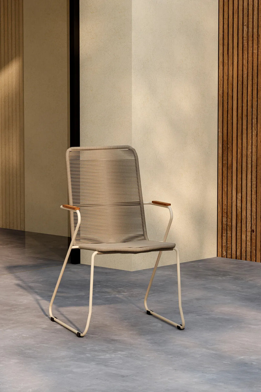 Gartenstuhl Bois aus Stahl, Seil und Akazie in Beige von Venture Home – Bild 13