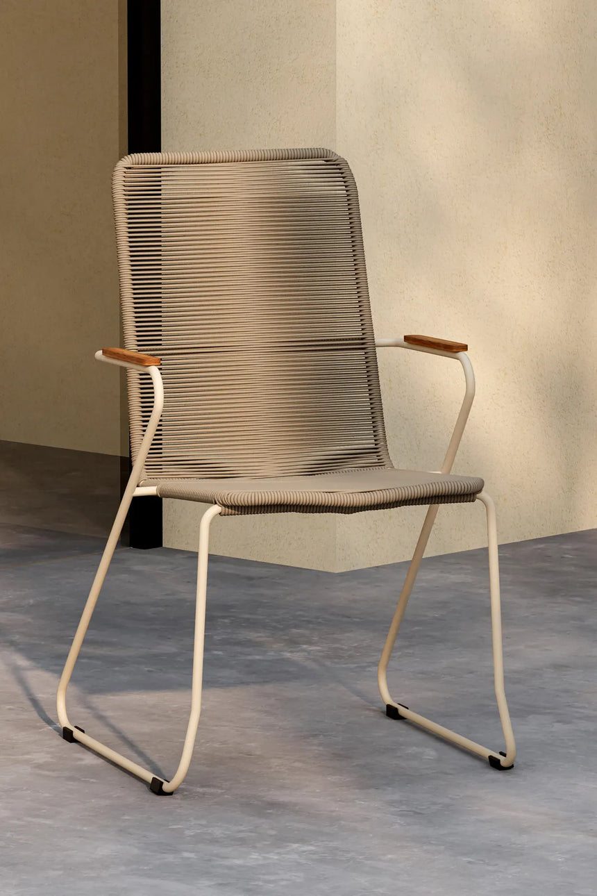 Gartenstuhl Bois aus Stahl, Seil und Akazie in Beige von Venture Home – Bild 14