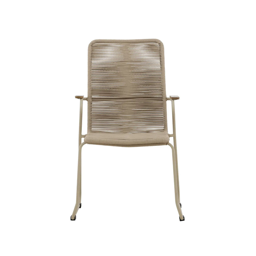 Gartenstuhl Bois aus Stahl, Seil und Akazie in Beige - ZEN ZONE Furniture