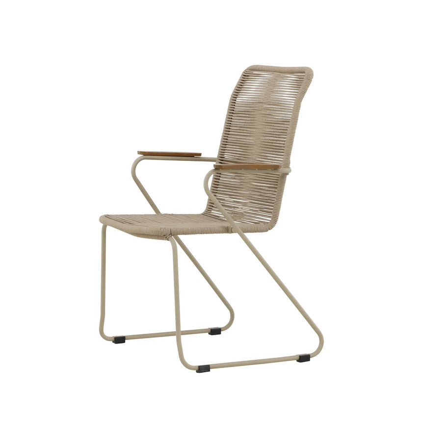 Gartenstuhl Bois aus Stahl, Seil und Akazie in Beige - ZEN ZONE Furniture