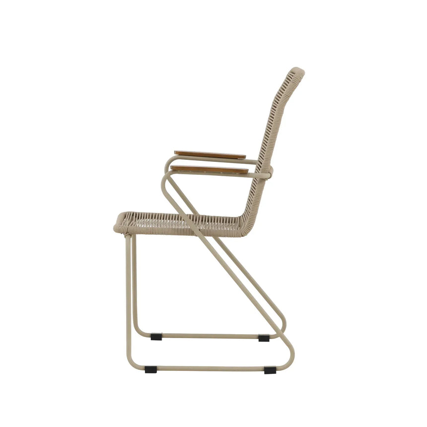 Gartenstuhl Bois aus Stahl, Seil und Akazie in Beige - ZEN ZONE Furniture