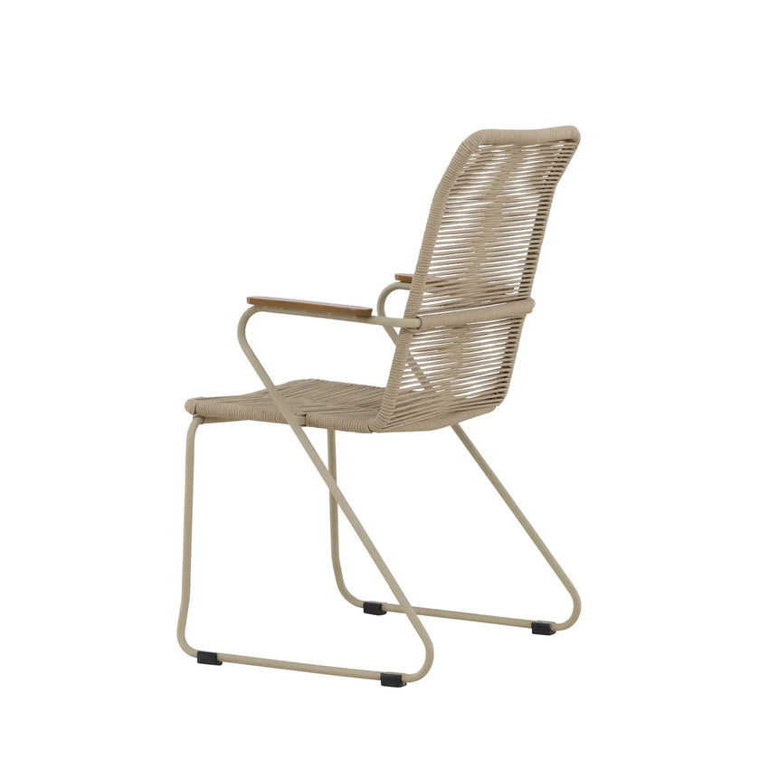 Gartenstuhl Bois aus Stahl, Seil und Akazie in Beige - ZEN ZONE Furniture