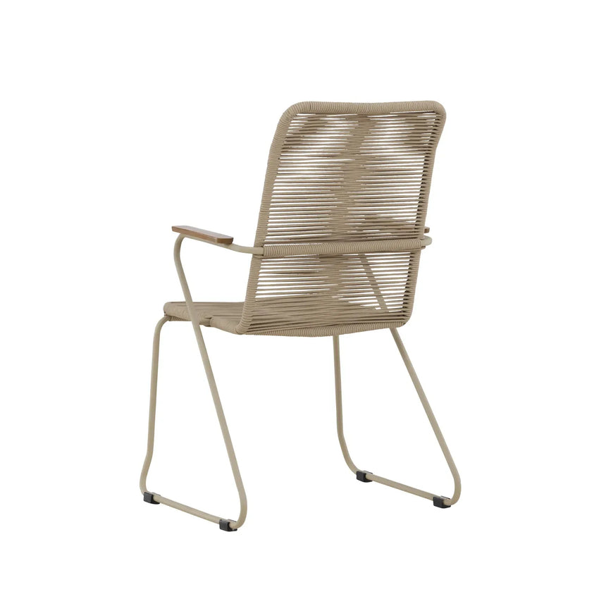 Gartenstuhl Bois aus Stahl, Seil und Akazie in Beige - ZEN ZONE Furniture