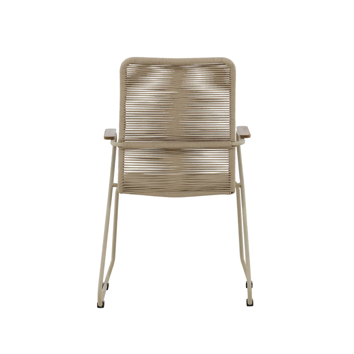 Gartenstuhl Bois aus Stahl, Seil und Akazie in Beige - ZEN ZONE Furniture