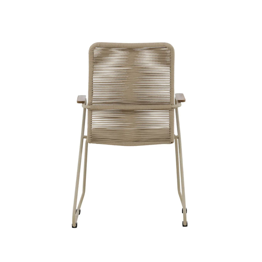 Gartenstuhl Bois aus Stahl, Seil und Akazie in Beige - ZEN ZONE Furniture