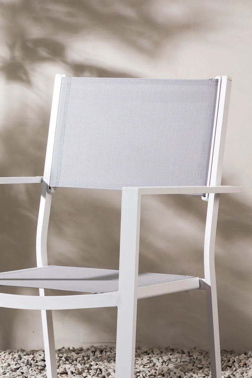 Gartenstuhl Copacabana aus Aluminium und Textilene in Weiss, Grau von Venture Home – Bild 15