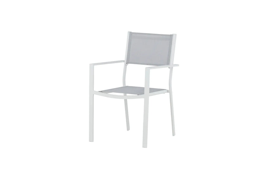 Gartenstuhl Copacabana aus Aluminium und Textilene in Weiss, Grau von Venture Home – Bild 18
