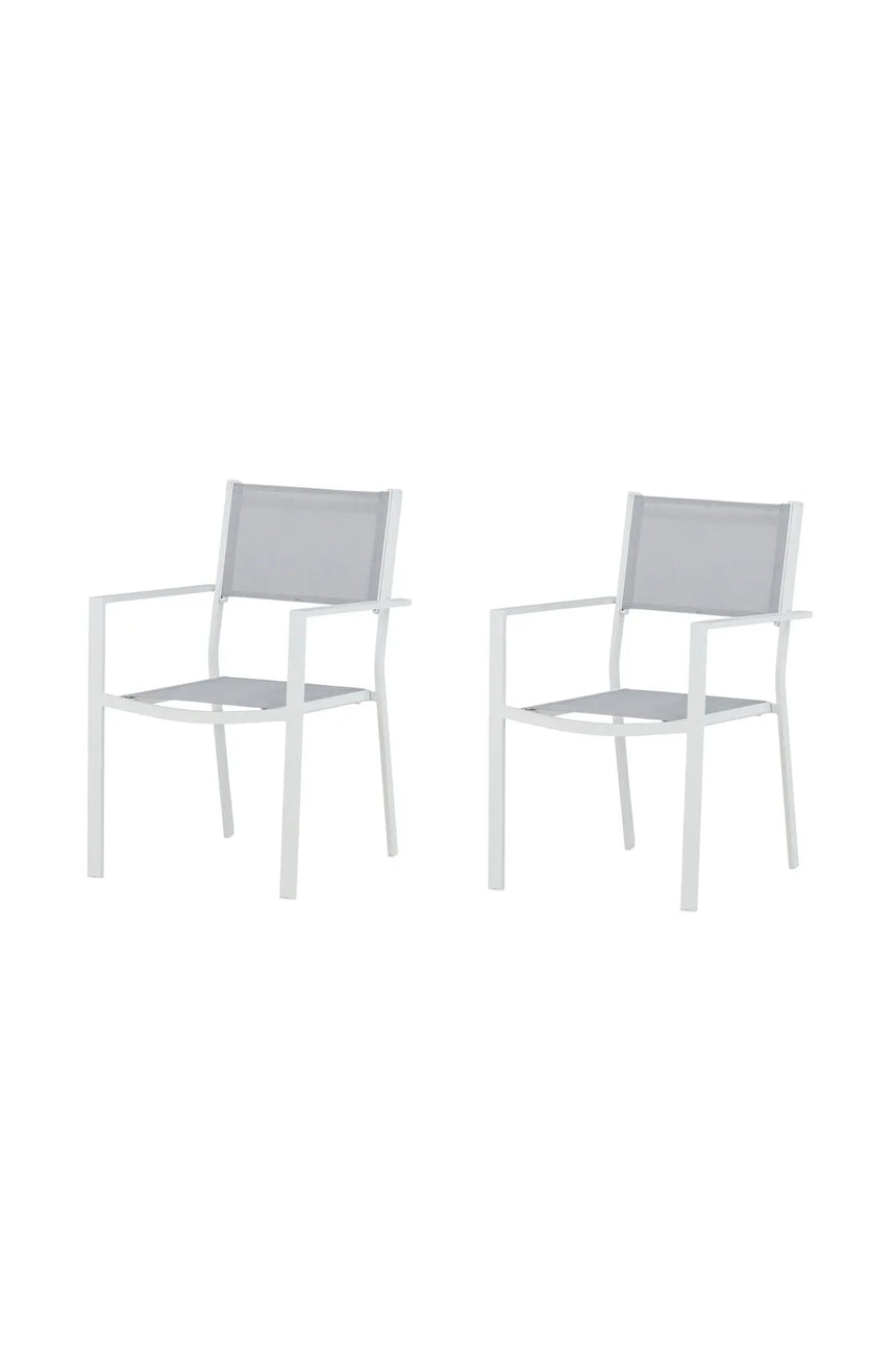 Gartenstuhl Copacabana aus Aluminium und Textilene in Weiss, Grau von Venture Home – Bild 2
