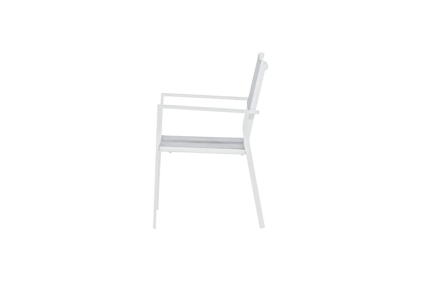 Gartenstuhl Copacabana aus Aluminium und Textilene in Weiss, Grau von Venture Home – Bild 20