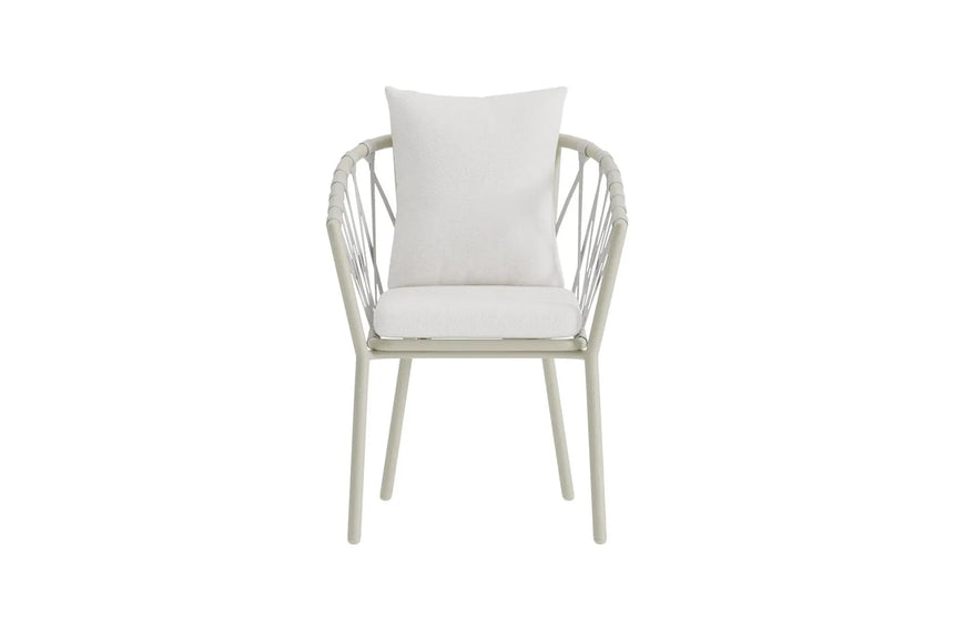Gartenstuhl Linos aus Stahl in Beige/Weiss mit Bouclé-Kissen von Venture Home – Bild 5