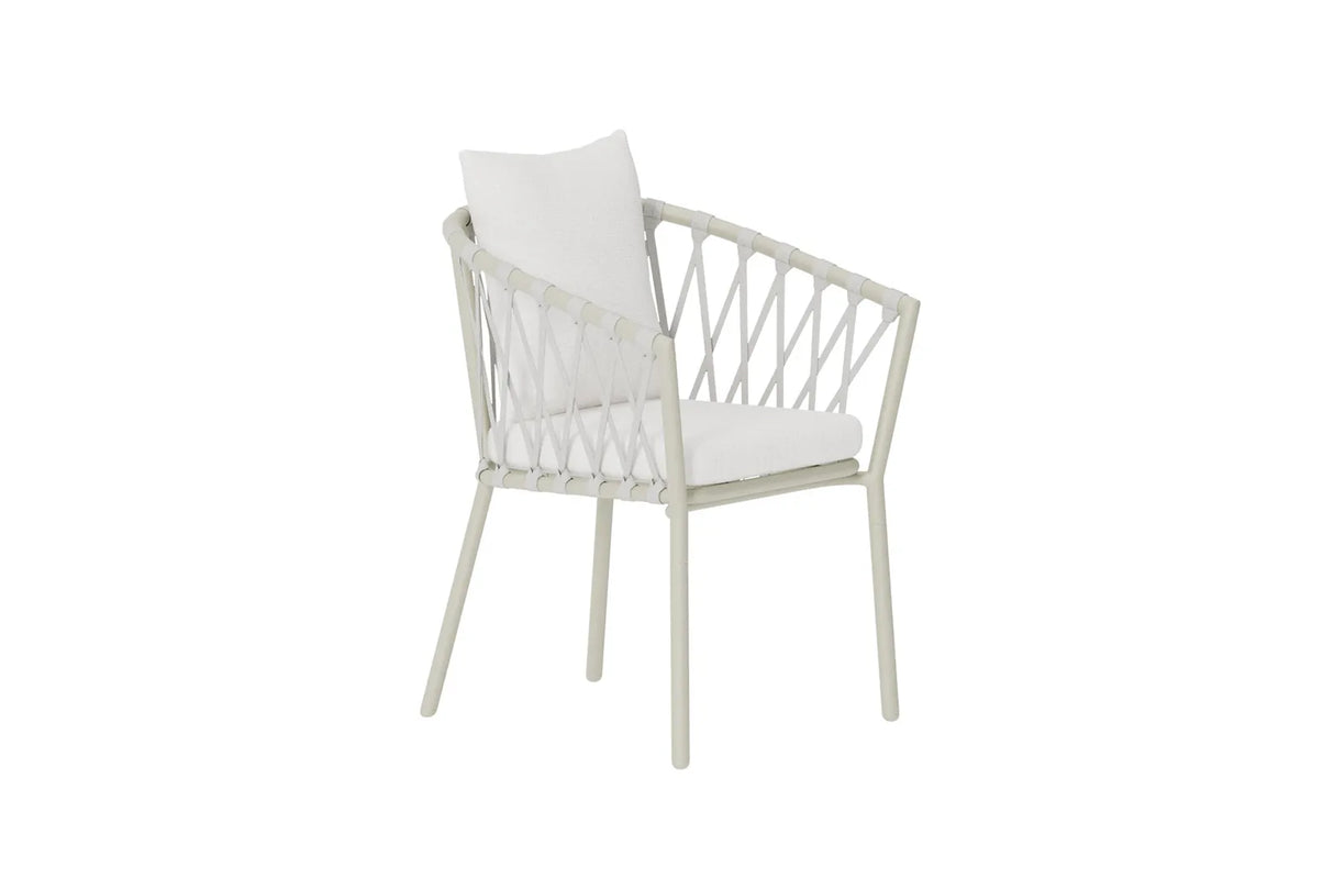 Gartenstuhl Linos aus Stahl in Beige/Weiss mit Bouclé-Kissen von Venture Home – Bild 6