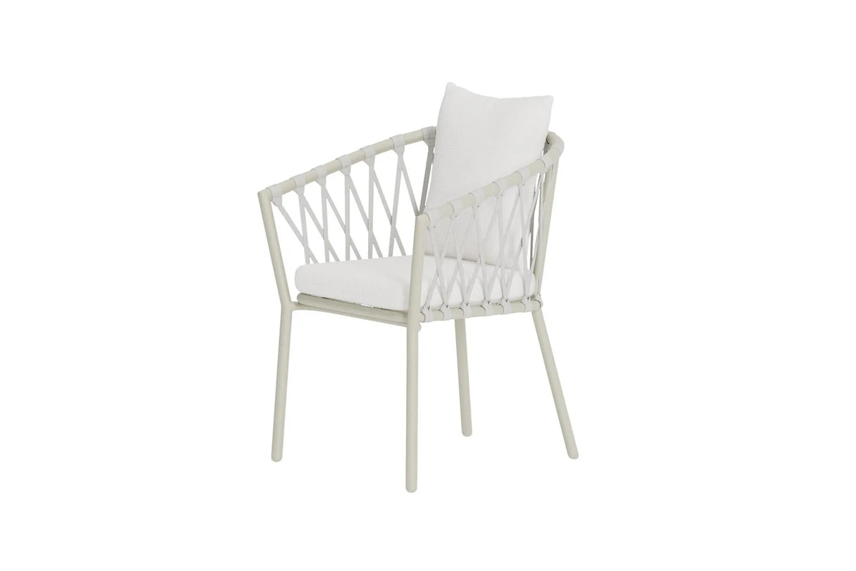 Gartenstuhl Linos aus Stahl in Beige/Weiss mit Bouclé-Kissen von Venture Home – Bild 7