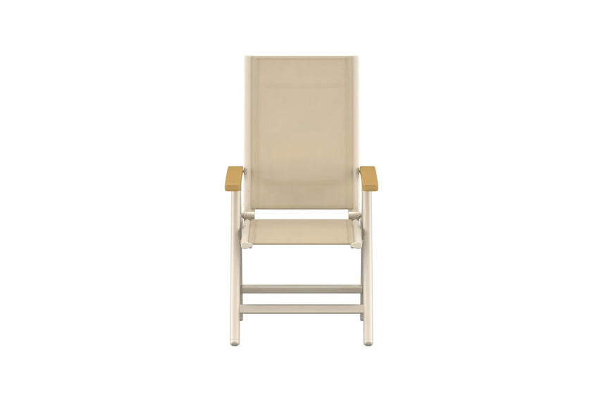 Gartenstuhl Panama aus Aluminium, Teak und Textilene in Beige, 5-fach verstellbar von Venture Home – Bild 5