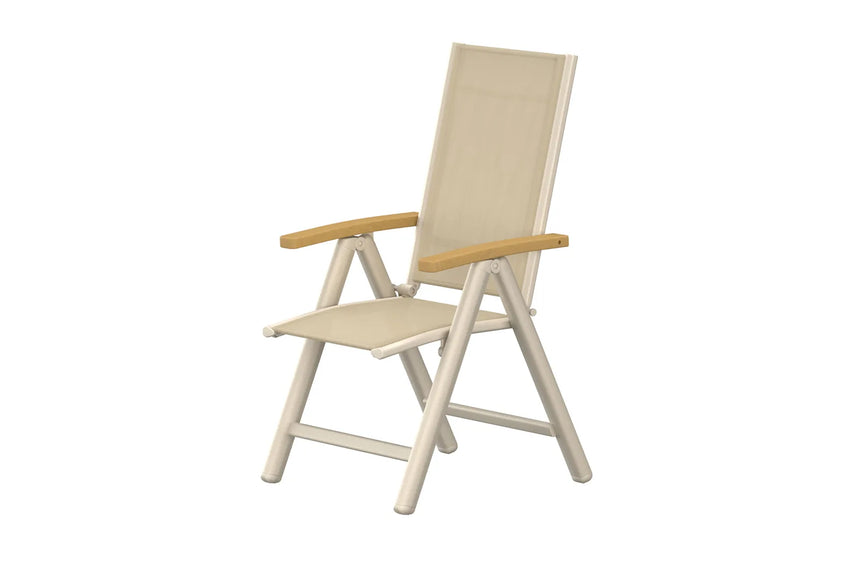Gartenstuhl Panama aus Aluminium, Teak und Textilene in Beige, 5-fach verstellbar von Venture Home – Bild 7