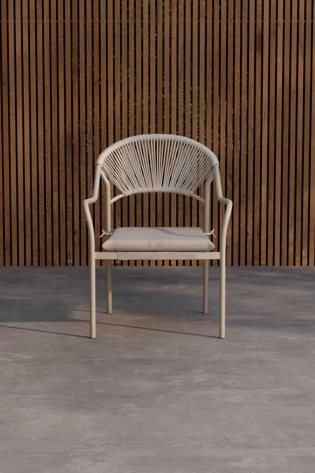 Gartenstuhl Paros aus Stahl, Rattan und Textilene in Beige von Venture Home – Bild 4