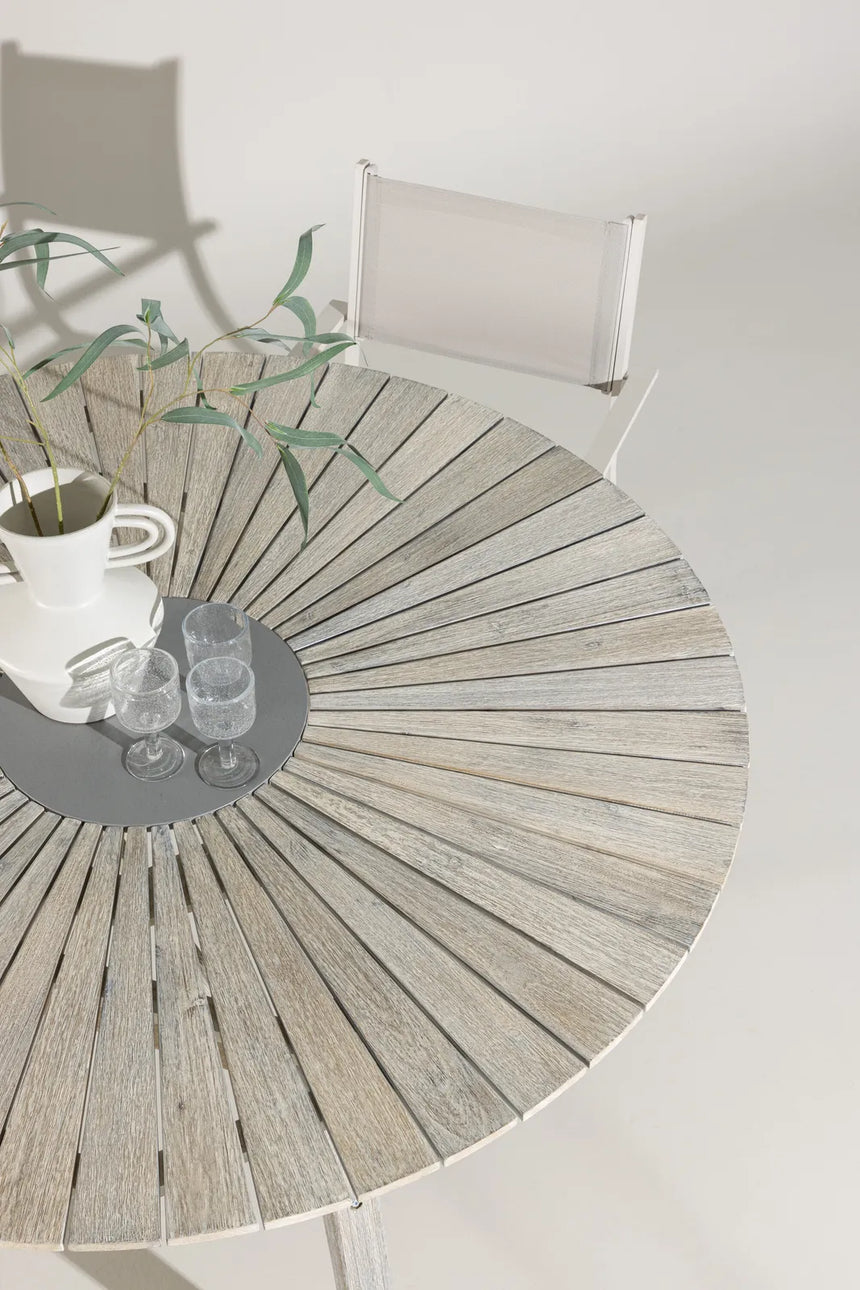 Gartentisch Rives aus Akazienholz und Zement in Whitewash und Grau, 150x150x75 cm von Venture Home – Bild 17