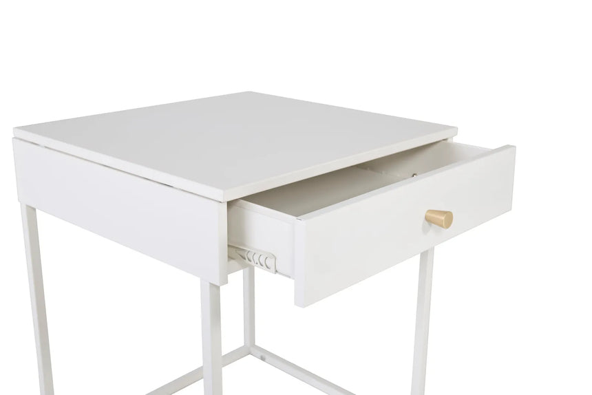 Nachttisch Bakal aus Stahl in weiß, 43x41x50 cm von Venture Home – Bild 10