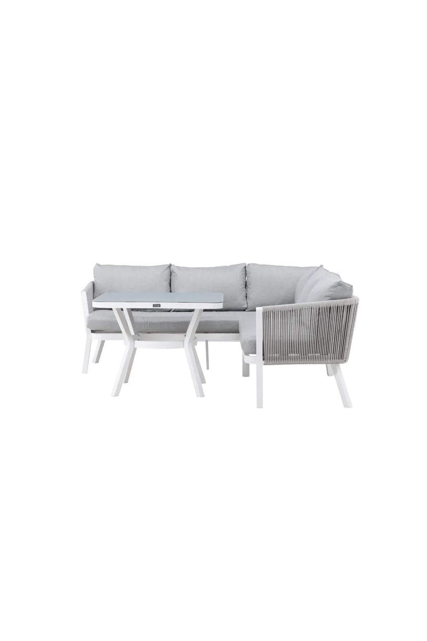 Outdoor Ecksofa-Gruppe Virya aus Aluminium in Weiss und grauem Geflecht inkl. Kissen von Venture Home – Bild 1