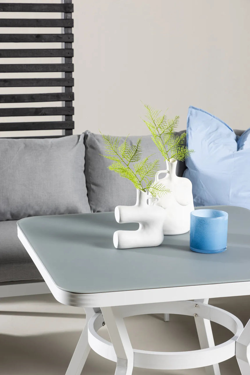 Outdoor Ecksofa-Gruppe Virya aus Aluminium in Weiss und grauem Geflecht inkl. Kissen von Venture Home – Bild 14