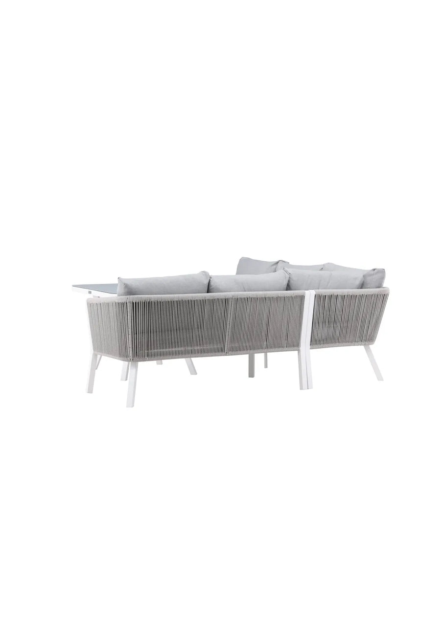 Outdoor Ecksofa-Gruppe Virya aus Aluminium in Weiss und grauem Geflecht inkl. Kissen von Venture Home – Bild 3