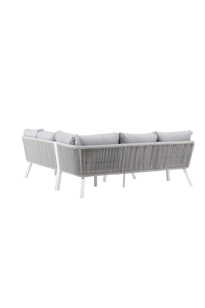 Outdoor Ecksofa-Gruppe Virya aus Aluminium in Weiss und grauem Geflecht inkl. Kissen von Venture Home – Bild 6