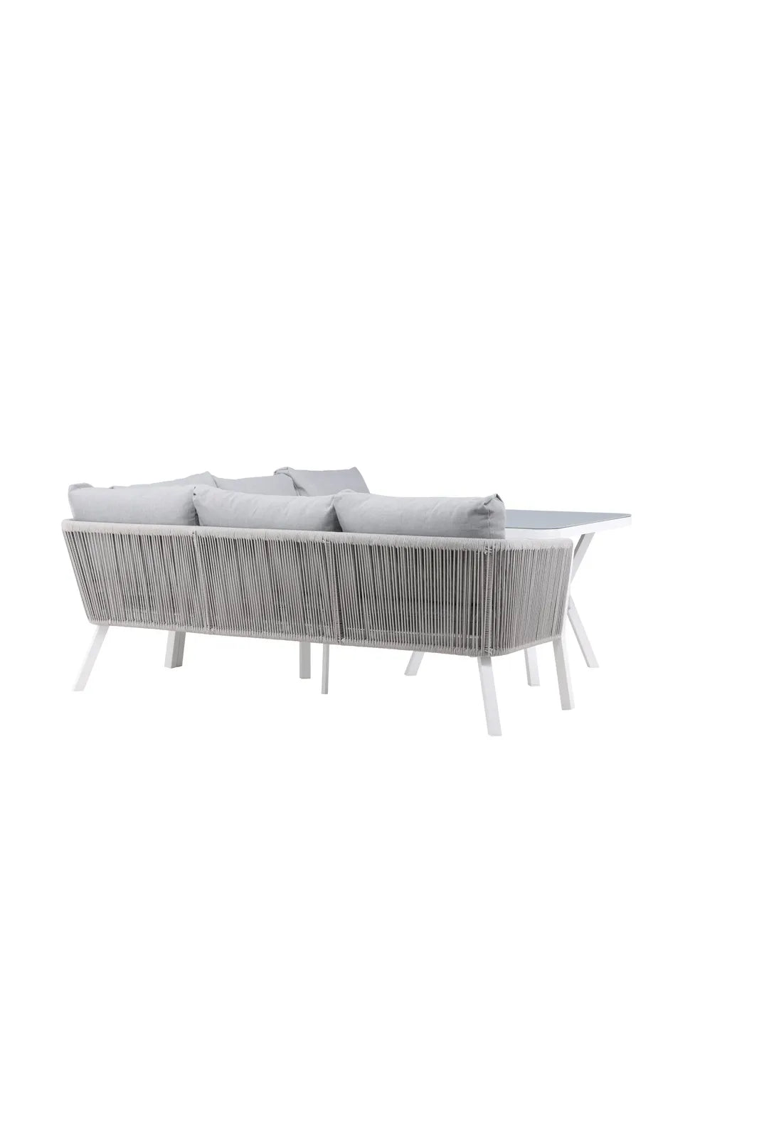 Outdoor Ecksofa-Gruppe Virya aus Aluminium in Weiss und grauem Geflecht inkl. Kissen von Venture Home – Bild 8