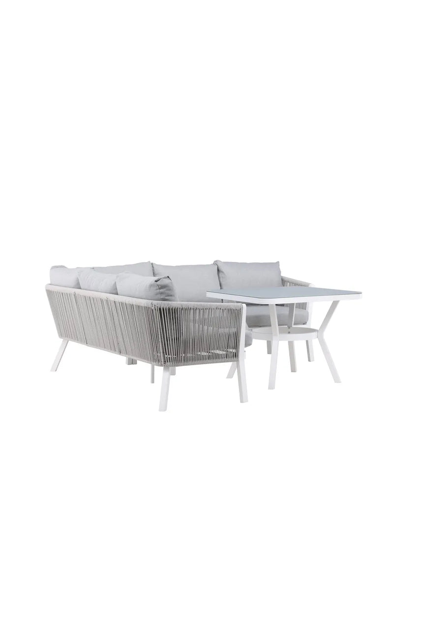 Outdoor Ecksofa-Gruppe Virya aus Aluminium in Weiss und grauem Geflecht inkl. Kissen von Venture Home – Bild 9