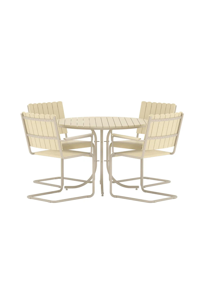Outdoor Essgruppen-Set Holmsund aus Polywood und Stahl in Beige von Venture Home – Bild 1