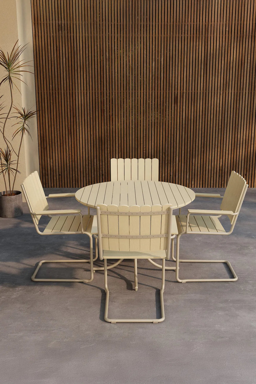 Outdoor Essgruppen-Set Holmsund aus Polywood und Stahl in Beige von Venture Home – Bild 3
