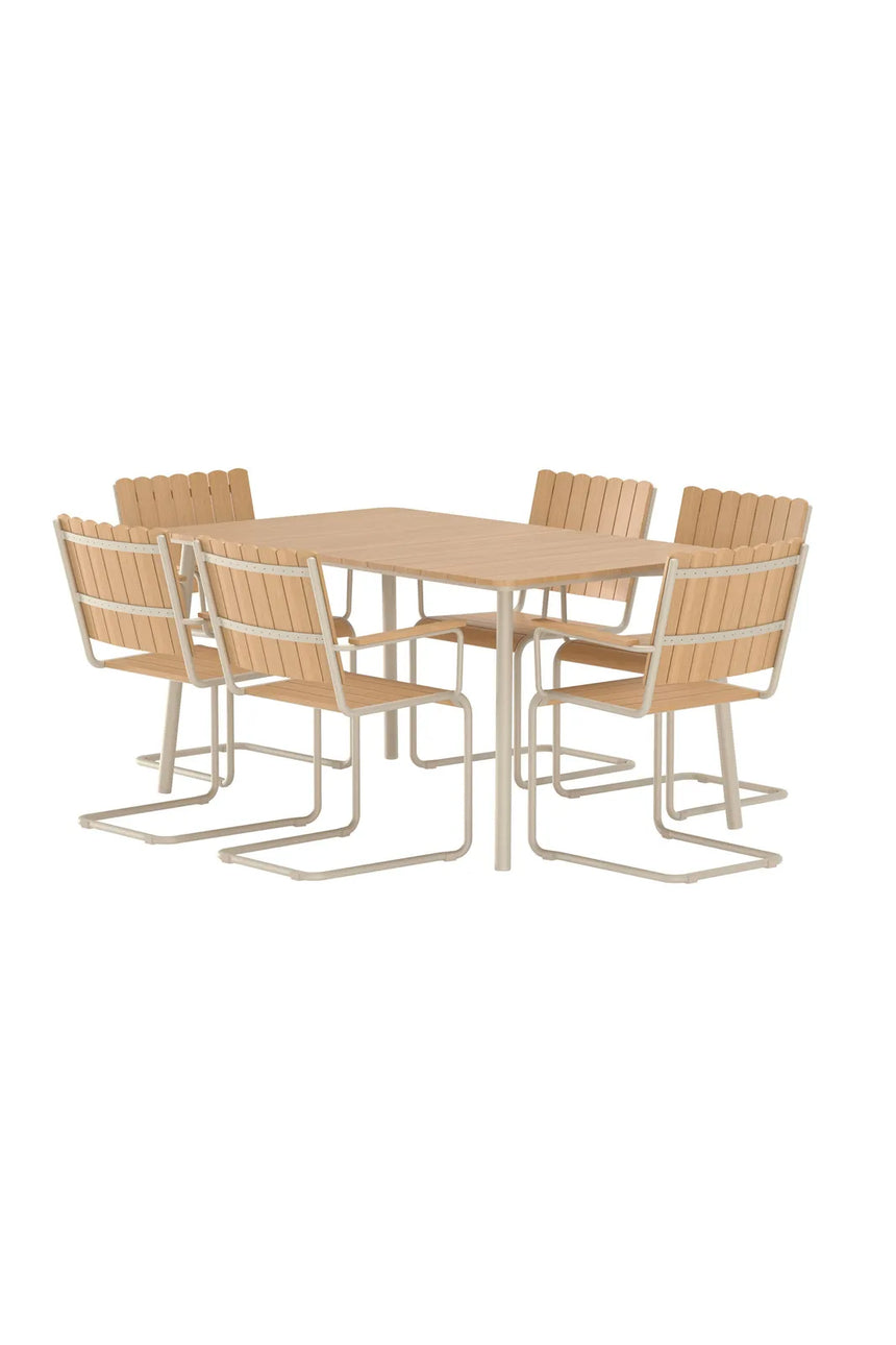Outdoor Essgruppen-Set Holmsund aus Polywood und Stahl in Beige von Venture Home – Bild 3