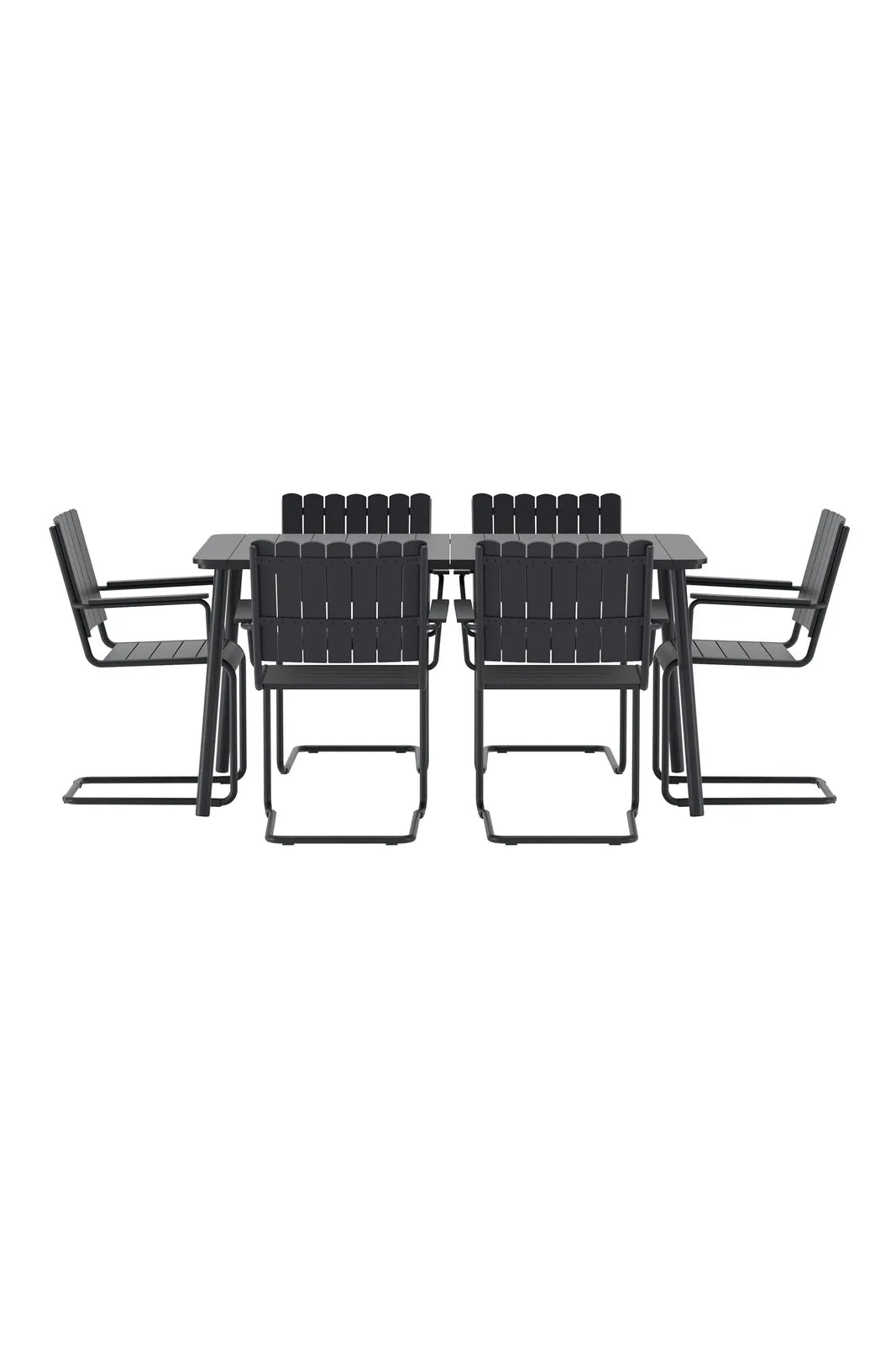 Outdoor Essgruppen-Set Holmsund aus Polywood und Stahl in Schwarz von Venture Home – Bild 1