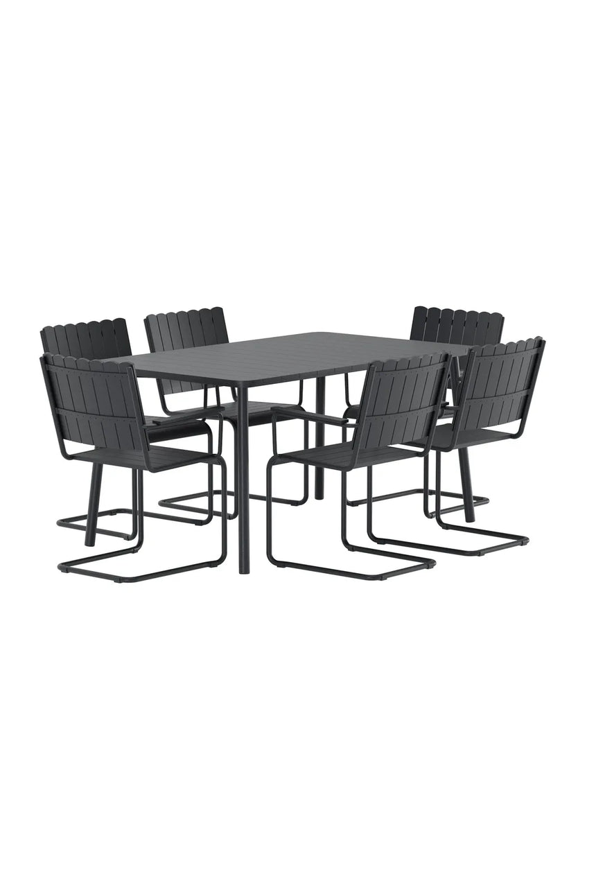 Outdoor Essgruppen-Set Holmsund aus Polywood und Stahl in Schwarz von Venture Home – Bild 2