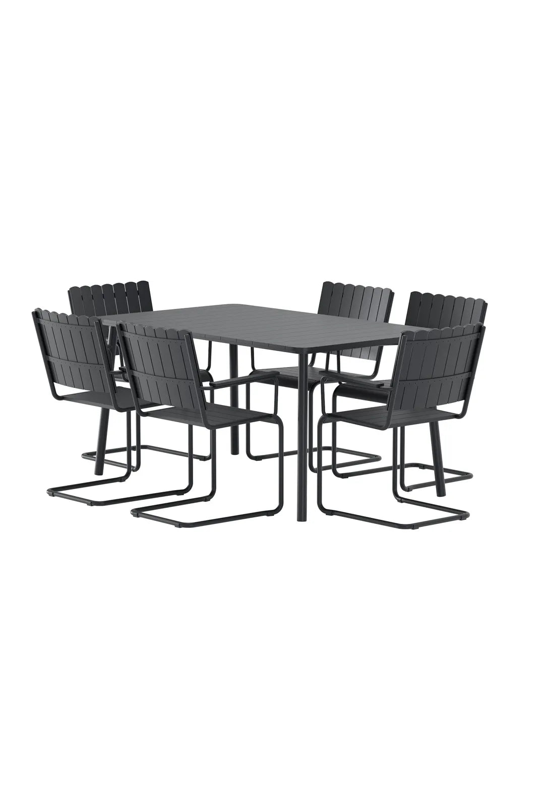 Outdoor Essgruppen-Set Holmsund aus Polywood und Stahl in Schwarz von Venture Home – Bild 3
