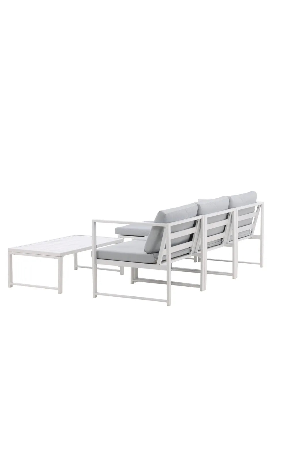 Outdoor Lounge-Set Salvador aus Aluminium in Weiss mit grauen Kissen von Venture Home – Bild 5