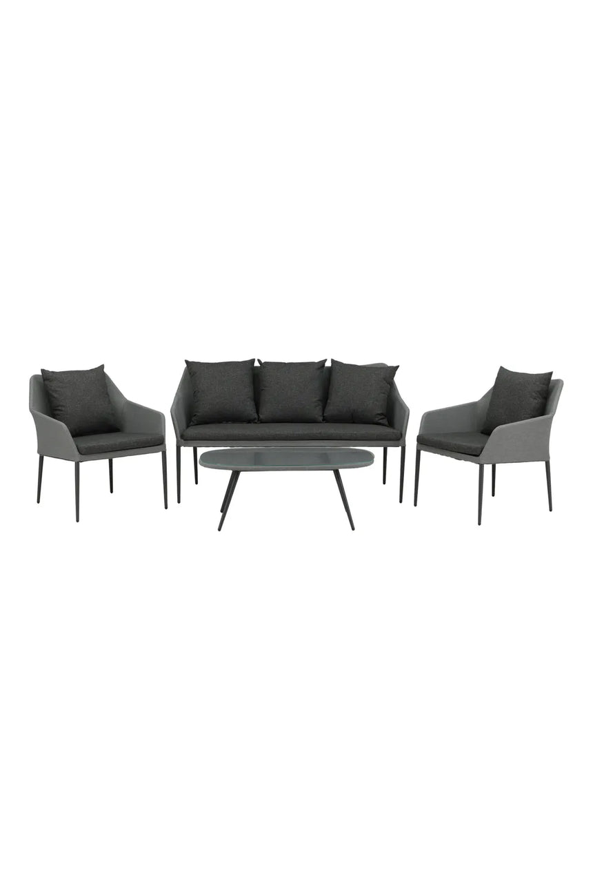 Outdoor Lounge-Set Spoga aus Aluminium mit Polyesterkissen in Schwarz/Grau von Venture Home – Bild 1