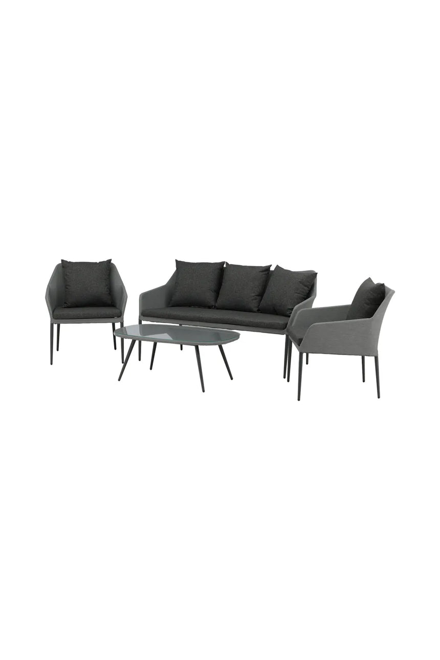 Outdoor Lounge-Set Spoga aus Aluminium mit Polyesterkissen in Schwarz/Grau von Venture Home – Bild 2
