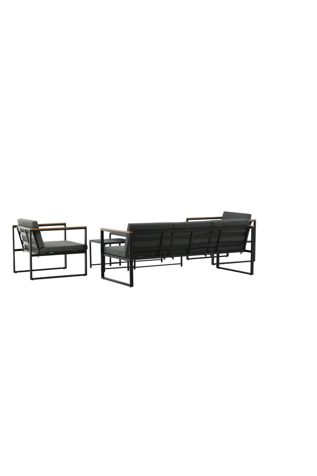 Outdoor Lounge-Sitzgruppe Dakar aus Stahl mit Sprayglas Tischplatte in Schwarz und grauen Kissen von Venture Home – Bild 6