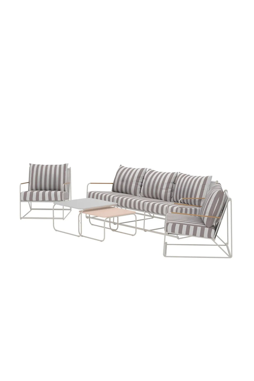 Outdoor Loungegruppe Palazzo aus Stahl mit Polyester-Textilene-Bezug in Beige White Stripe von Venture Home – Bild 3