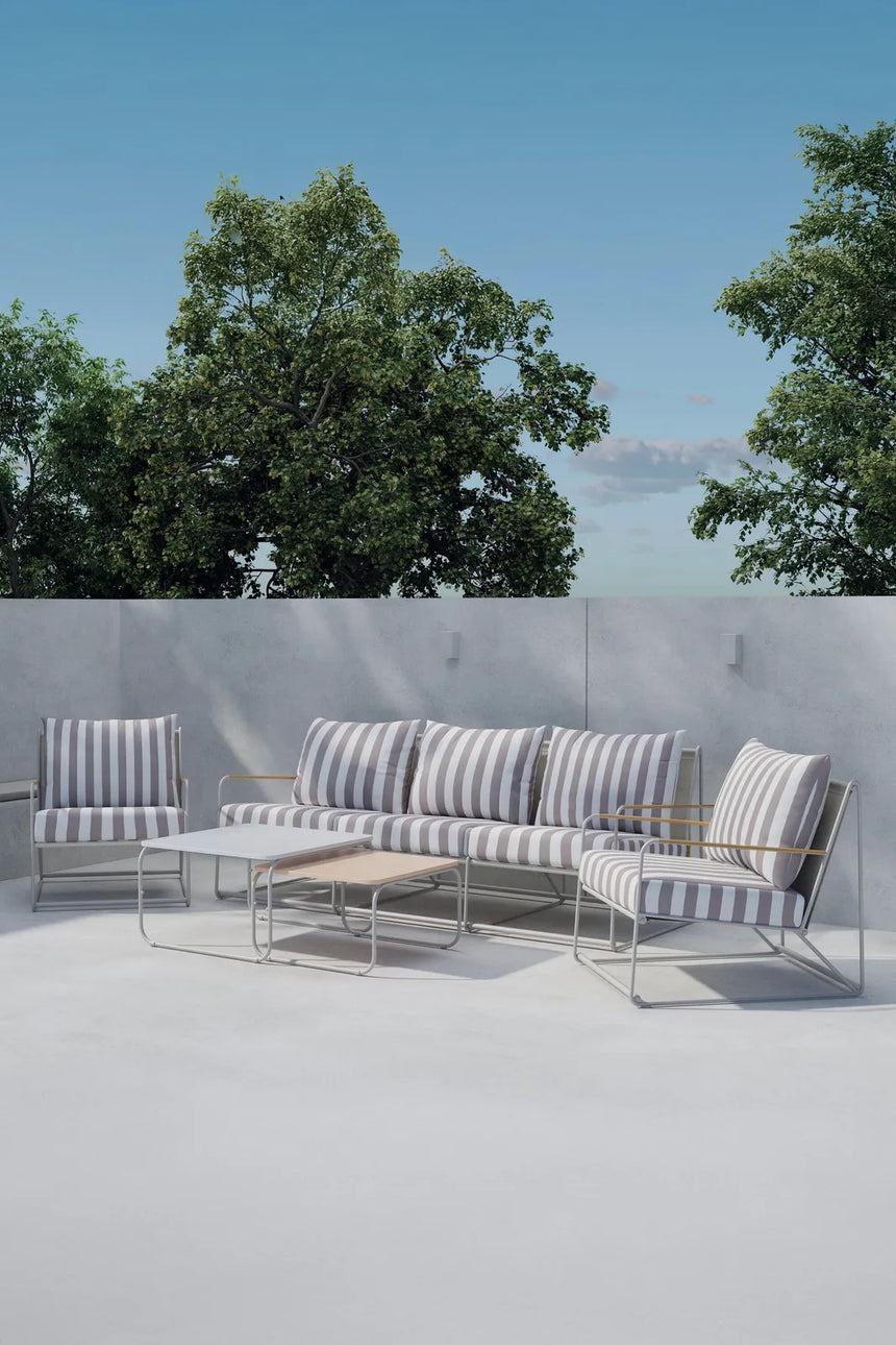 Outdoor Loungegruppe Palazzo aus Stahl mit Polyester-Textilene-Bezug in Beige White Stripe von Venture Home – Bild 4
