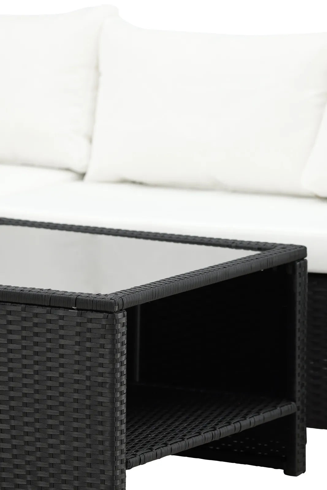Outdoor Set Haiti aus schwarzem Geflecht mit weißen Kissen von Venture Home – Bild 13