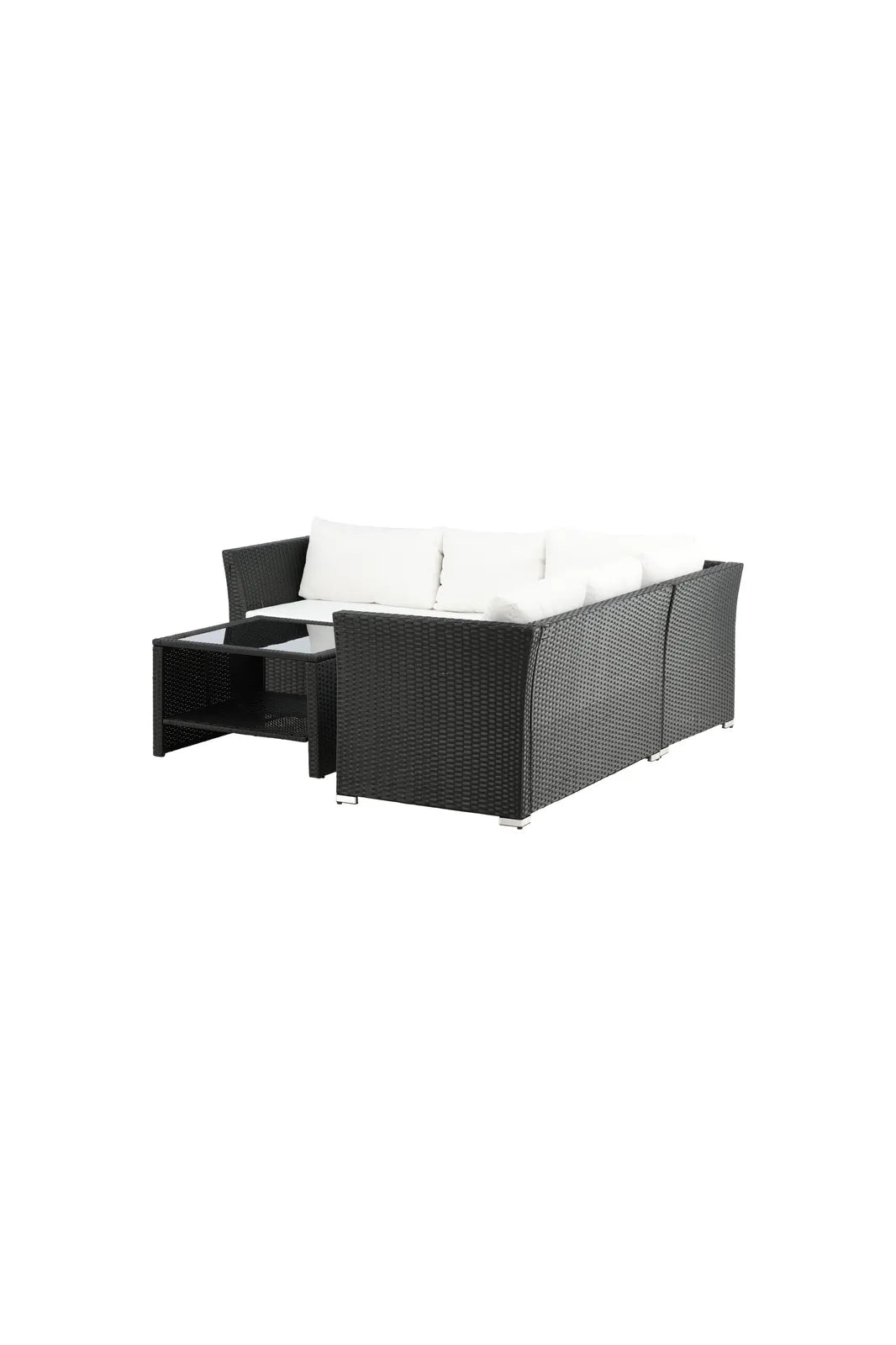 Outdoor Set Haiti aus schwarzem Geflecht mit weißen Kissen von Venture Home – Bild 2