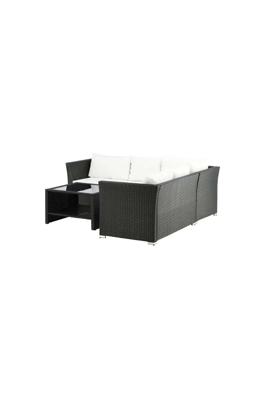 Outdoor Set Haiti aus schwarzem Geflecht mit weißen Kissen von Venture Home – Bild 2