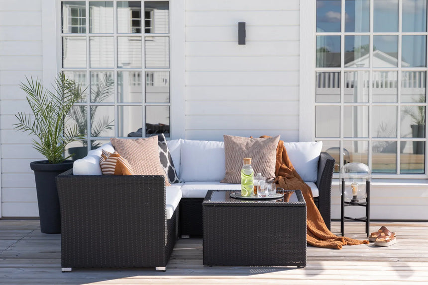 Outdoor Set Haiti aus schwarzem Geflecht mit weißen Kissen von Venture Home – Bild 27