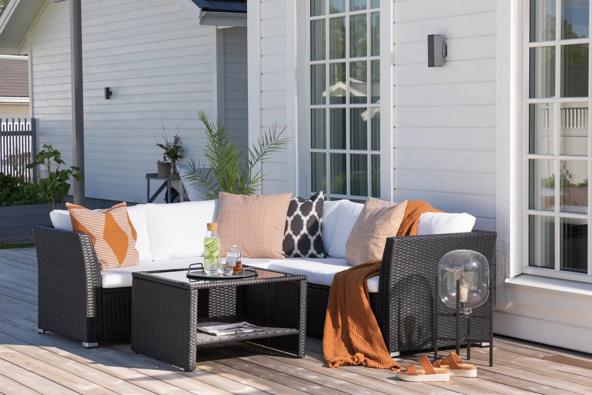Outdoor Set Haiti aus schwarzem Geflecht mit weißen Kissen von Venture Home – Bild 28